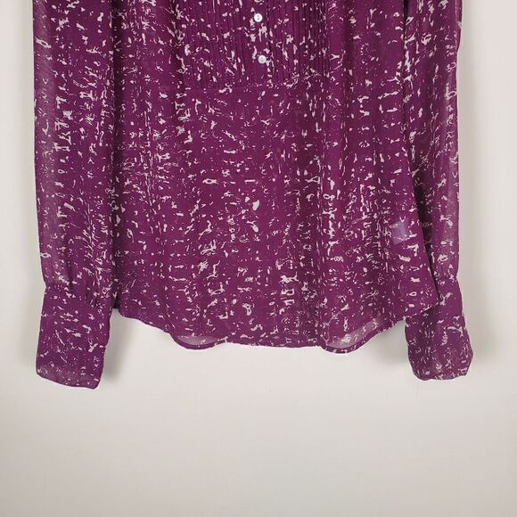 Converse Purple Printed Sheer Blouse Size Small - Picture 3 of 7